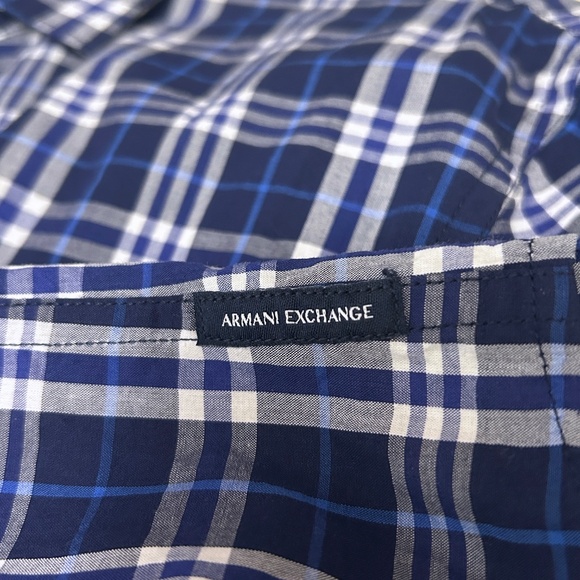 Armani Exchange A|X Long Sleeve Plaid Shirt Long Sleeve Monogrammed Branded NWOT - Picture 10 of 16